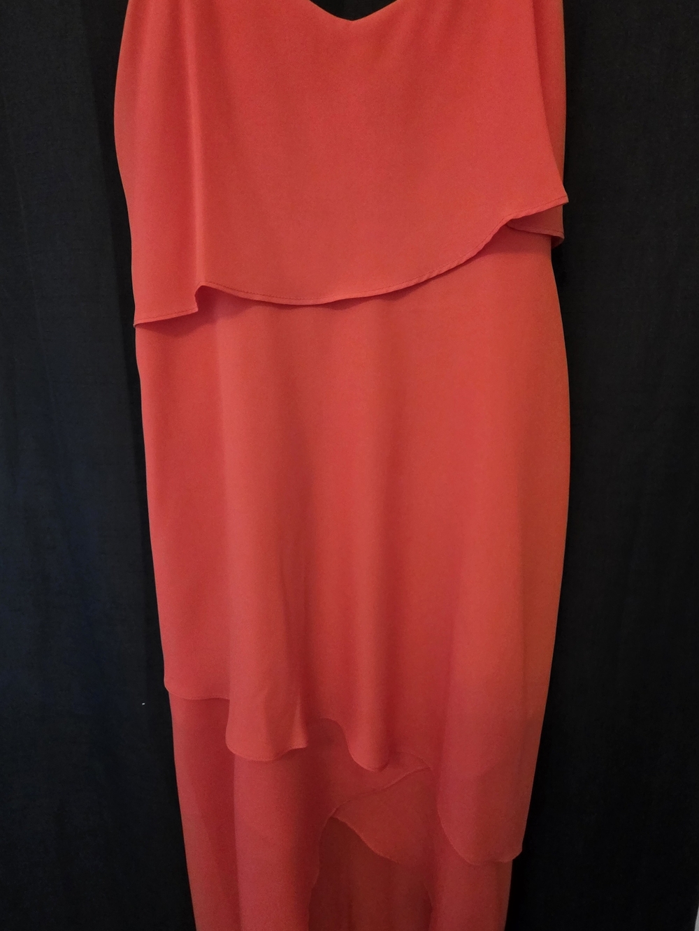 BCBG Coral Layered High-Low Chiffon Dress